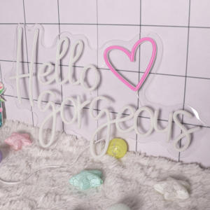 American Warehouse Hello Gorgeous English Letters <span class=keywords><strong>LED</strong></span> <span class=keywords><strong>Neon</strong></span> <span class=keywords><strong>Neon</strong></span> Warm White Light Sign Wedding Party IP65 Grade <span class=keywords><strong>Neon</strong></span> - Product Image 5