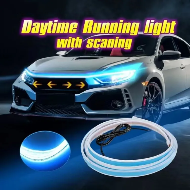 Auto LED luce di marcia diurna Scan Led striscia decorazione Auto DRL luce flessibile cofano striscia accessori Auto