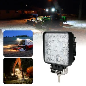 Alto brillo Universal Square 9-32V Tractor Led Pods luz impermeable inundación/punto 27W LED luz de trabajo