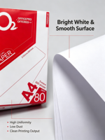 Papier de copie QIYIN O2 A4 70g/m² 80g/m² 100% pâte de bois vierge anti-blocage pour impression de bureau