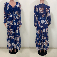 Robe longue en mousseline de soie à fleurs, col en V, manches longues, pour femme, fabriquée par Huili, imprimé personnalisé, style bohème, robe maxi d'été.