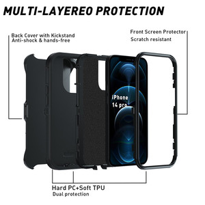 Funda protectora 3 en 1 para teléfono móvil <span class=keywords><strong>iPhone</strong></span>, carcasa protectora de alta resistencia para <span class=keywords><strong>iPhone</strong></span> 8 Plus 14 Pro Max 13 mini 12 11 XS XR <span class=keywords><strong>SE</strong></span> <span class=keywords><strong>2022</strong></span> - Product Image 2
