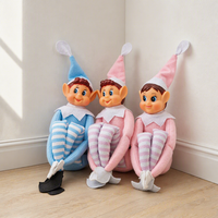 Jouet en peluche de Noël bleu et rose, elfe paresseux, poupée de Noël coquine, longue et flexible, 40*8cm