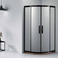 Douche coulissante 2 portes avec portes coulissantes en verre teinté Acrylique en acier inoxydable carré droit sans cadre 5 jeux faciles à installer