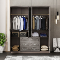 Offre Spéciale Armoire en Bois à 4 Portes, Meuble de Chambre pour Enfants, Penderie de 1,6 Mètre, Rangement Moderne pour Vêtements