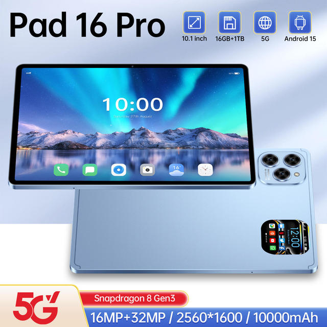 Professional Tablet PC Pad 16 Pro 10.1" Large Screen Android 15 MTK Quad Core 5G Business Use