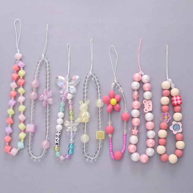 Wholesale Customized Universal Mobile Phone Straps Waist Lanyard Cord String Strap for Airpods Cover Cell Phone Charm Beads