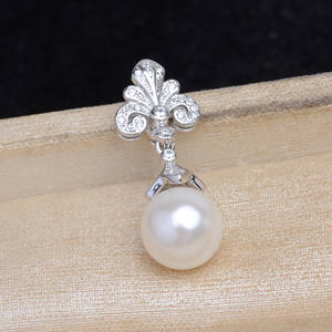 จี้เงินแท้ S925 ลายดอกไม้สไตล์วินเทจ พร้อมตัวล็อคแบบ DIY ประดับด้วยลูกปัดทรงข้าวสาร ไข่มุก A6040 และจี้ตกแต่ง - Product Image 1