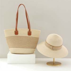 Conjunto de Bolso de Hombro y Sombrero de Paja Natural Unisex al por Mayor con Bordado a Mano, Casual, de Gran Capacidad, Ideal para Viajes y Esquí - Product Image 2