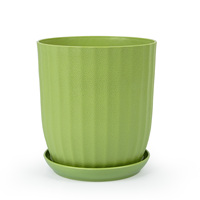 Pots de fleurs en plastique rayés avec drainage et soucoupe, pots décoratifs nordiques pour plantes d'intérieur