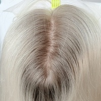 6x7 Base de seda Topper con 100% cabello virgen europeo tupé de ondas profundas para mujeres Rubio Balayage pelo judío Topper