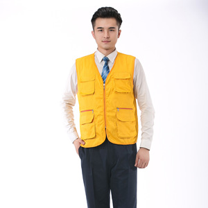 Gilet d'été multi-poches à fermeture éclair en polyester/coton sans col pour vêtements de groupe, chemise de travail pour la réparation automobile, <span class=keywords><strong>association</strong></span> de <span class=keywords><strong>bénévoles</strong></span> - Product Image 5