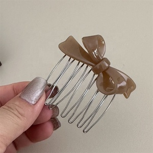 Accesorios para el Cabello de Estilo Coreano, Acetato, Diseño Geométrico Clásico, Color Chocolate con Leche, Pasadores Laterales para el Cabello - Product Image 3
