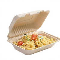 Boîte alimentaire jetable multi-tailles personnalisée, boîte à lunch biodégradable en forme de coquille pour emballages de plats à emporter (burger, salade, pâtes, nouilles)