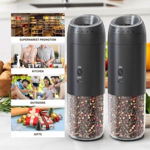 Electric Gravity Salt and Pepper Grinder Set <b>Spice</b> <b>Jar</b> Rechargeable Black Pepper Mill Grinder With Blue Light and Stand - Product Image 2