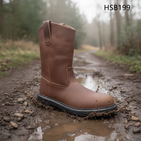 Bottes de sécurité anti-perforation à tige longue pour opérateurs de chariots élévateurs, en cuir Crazy Horse, qualité usine et pétrolière HSB199