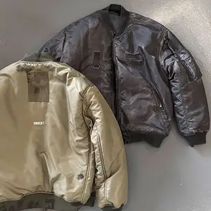 OEM invierno oversize reversible bomber chaqueta para los hombres personalizados streetwear boxy crop workers nylon bomber puff chaqueta