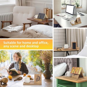 Organisateur de bureau en bois avec support pour livres et porte-gobelet, design hibou, pour usage domestique ou au bureau - Product Image 2
