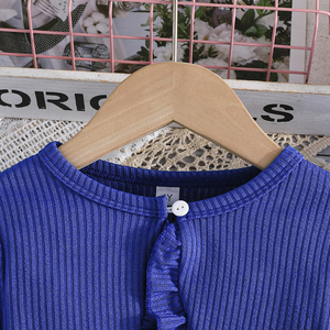 ชุดเสื้อแขนยาวระบายสวยหรูและเดรสลายดอกไม้แบบไม่มีแขนสำหรับเด็ก ชุดสองชิ้นทันสมัยและสง่างาม - Product Image 3