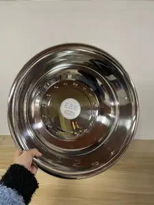 Большая металлическая круглая миска из нержавеющей стали для кухни