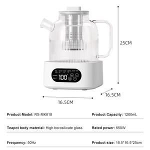 Hete Aanbieding 1.2L Glazen Geïndividualiseerde Groothandel Huishoudelijke 220V Digitale Besturing Automatische Uitschakeling 550W Elektrische Waterkoker Theepot - Product Image 6
