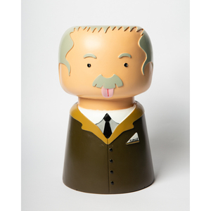 Vaso per Fiori in Resina con Statuetta di Uomo con Baffo e Abito, Fioriera Decorativa - Product Image 1