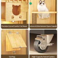Villa pour chat en bois double étage entièrement fermée, style luxe léger, respirante, pour usage intérieur - Vente en gros