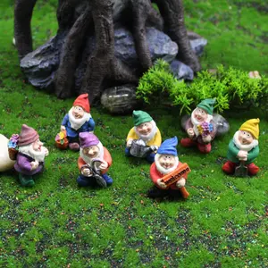 Listo para nave resina enano de jardín escultura Mini Elf estatua adornos suelo figura siete enanitos de jardín estatuas