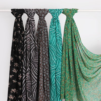 Nouveau Fantaisie Fleur Imprimer En Mousseline De Soie Tête Wraps Châles pour Femmes Coloré Motif Floral En Mousseline De Soie Foulards Musulman 70*175cm Hijab Écharpe