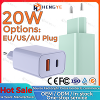 Cargador de Pared USB Tipo-C Plegable de 20W con Carga Rápida PD para Laptop y Cámara, Ecológico, Plug & Play