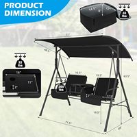 Balançoire de véranda pour 2 personnes, balançoire d'extérieur, balançoire de patio avec auvent pour jardin, balcon, bord de piscine