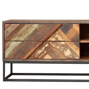 Centro de Entretenimiento de Madera Sólida y Duradera con Acabado Decorativo Tallado a Mano para una Organización Óptima de la Sala de Estar - Product Image 5