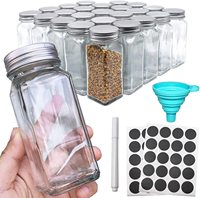 Bocaux à épices en verre carrés vides, 12 pièces, 24 pièces, bouteilles, conteneurs, ensemble de pots à épices en verre unique, offre spéciale