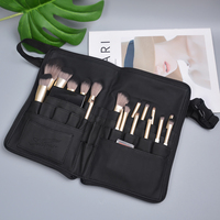 Sac de rangement et étui pour pinceaux de maquillage en cuir PU noir de haute qualité pour un usage quotidien