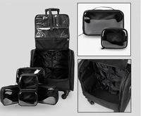 Valise de voyage Cosbeauty pour maquillage, organiseur à roulettes pour outils de beauté, de nail art et de coiffure, fermeture éclair à points, en toile et nylon