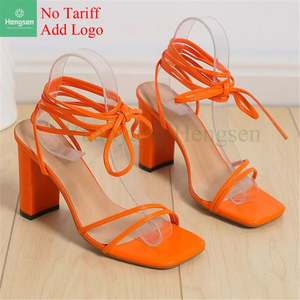 <strong>Roman</strong> Fashion Women's Shoes Sandals Plus Size Square Toe Lace-Up Popular Thick-Sole - Product Image 1