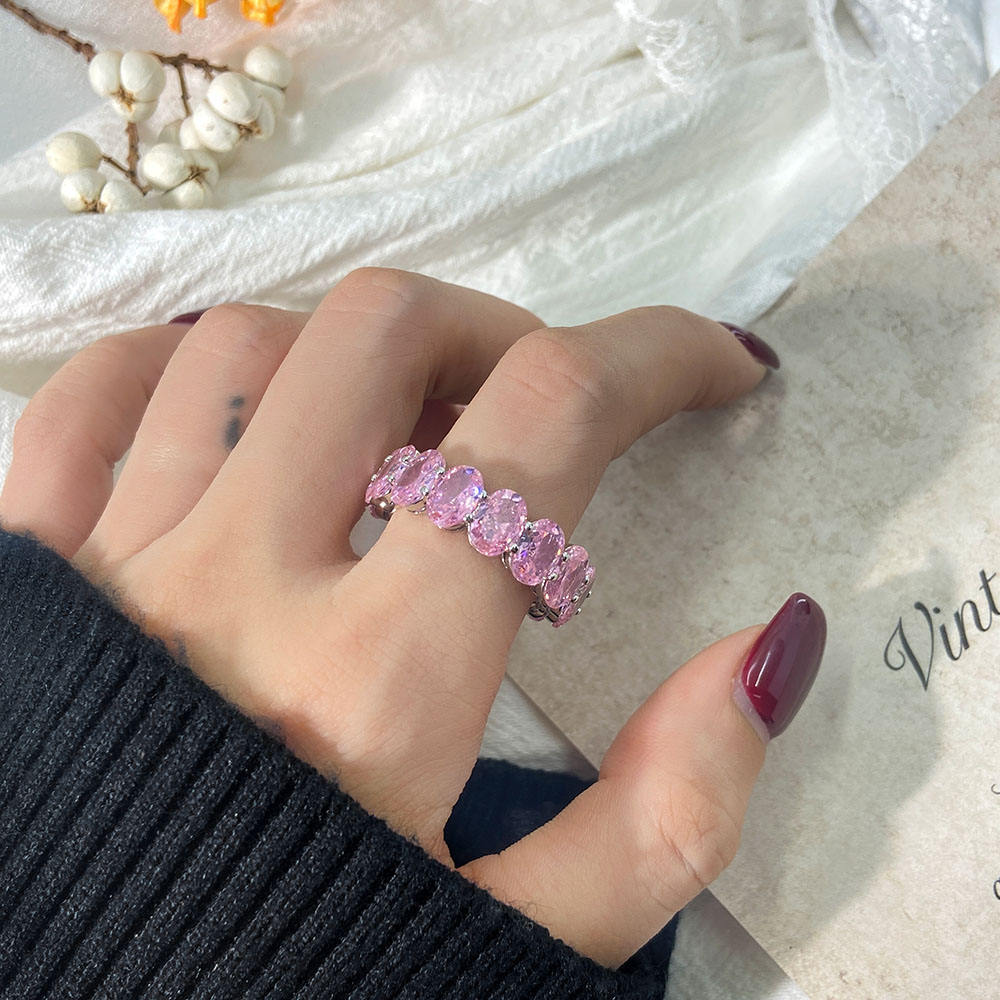 Piedra rosa con baño de rodio R1493