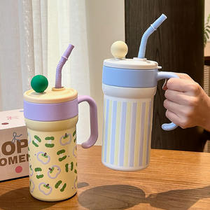 Vaso Térmico con Revestimiento Cerámico 7708, Gran Capacidad, con Tapa y Pajita, Taza de Acero Inoxidable para Mujer, Regreso a Clases, Verano 2025 - Product Image 3