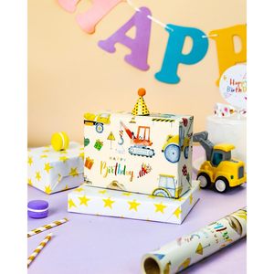 Construction <b>Wrapping</b> <b>Paper</b> Roll 17x32.8ft Double Side Reversible Gift Wrap For Kids Birthday Party Decor - Product Image 5