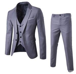 Costume formel gris clair et noir 3 pièces I-0395 – Blazer, gilet et pantalon coupe ajustée à 2 boutons pour homme – Costume de smoking - Product Image 4