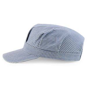 Cappello da Treno per Bambini, Classico in Cotone a Strisce Blu e Bianche, Berretto da Capo di Treno Regolabile per Bambini - Product Image 3