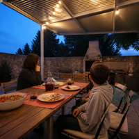 Pergola bioclimatique en aluminium avec revêtement en poudre, toit à lames orientables, imperméable, pour jardin et terrasse extérieure