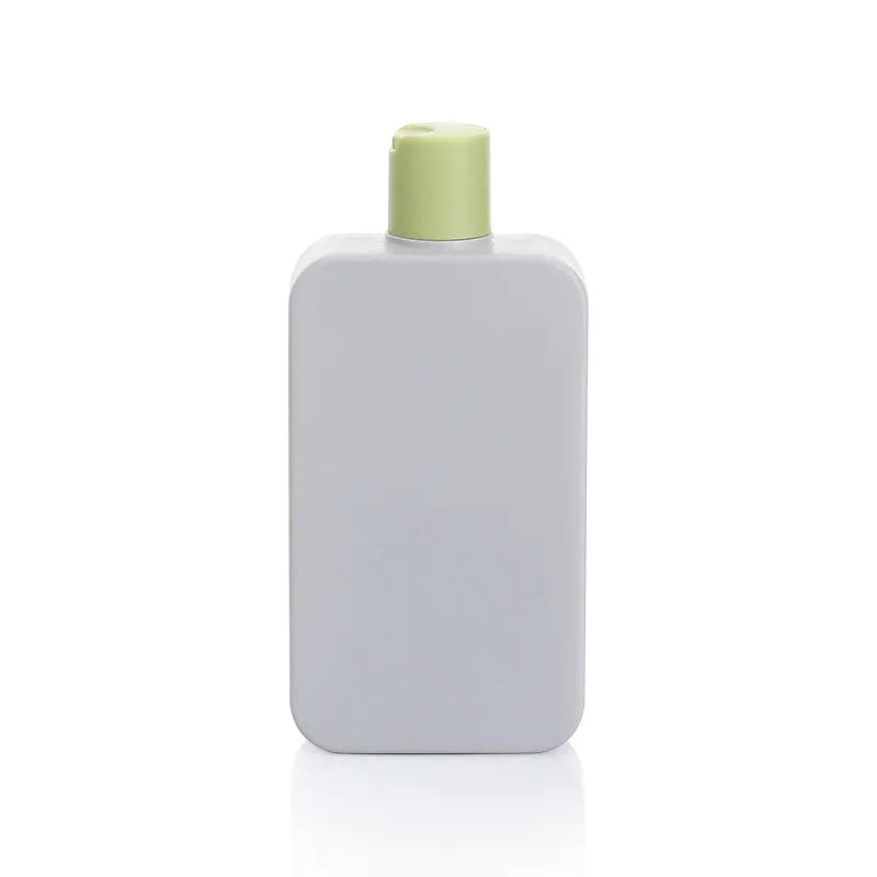 Botella contenedora biodegradable respetuosa con el medio ambiente, botellas de loción reciclables, plástico HDPE gris, 300ml, embalaje para el cuidado de la piel, botella de champú