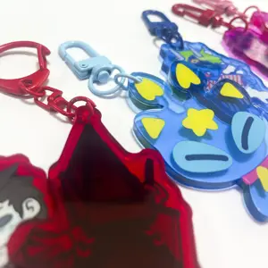 Kuien Wholesale Custom Printed Color Acrylic Plastic Key Chain Anime Accessories Colored Acrylic Keychain Charms Supplier