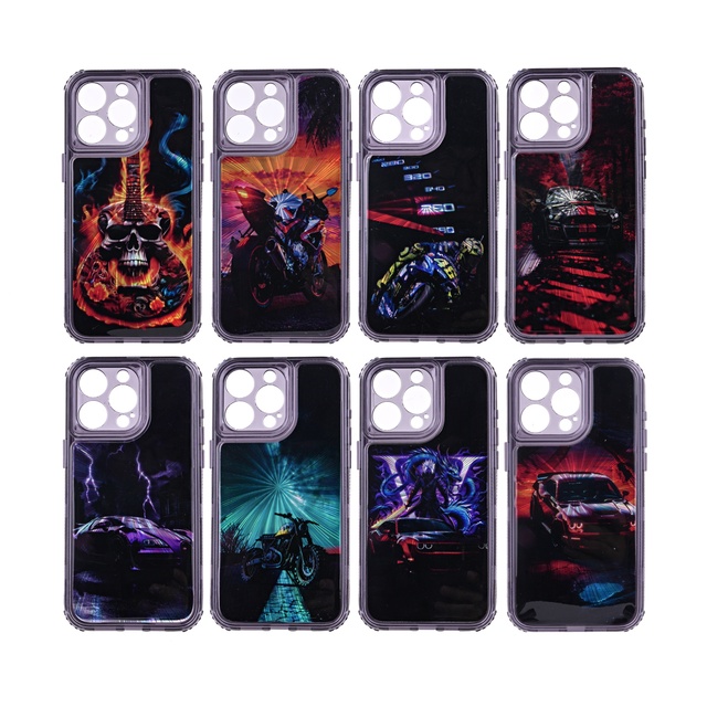 New products TPU PC 3 in 1 Resin Coated Black Printed Phone Case Aurora Sheet Epoxy Craft