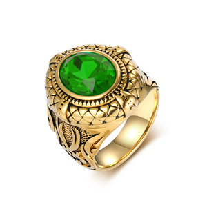 Anillo retro de acero de titanio con piedras preciosas para hombre, joyería clásica de moda con piedras negras, rojas, verdes y azules, regalo. - Product Image 5