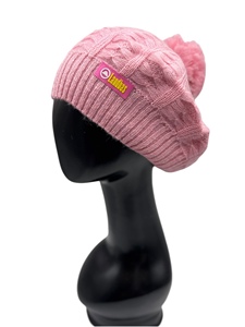 Bonnet en acrylique 100% fabriqué à Taïwan par LANDBAS, style décontracté, avec patch en cuir, impression en silicone, tricot uni, motif en câble pour le ski - Product Image 2