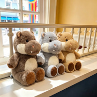 Boneka Hippo Lucu, Mainan Hippopotamus Lembut Duduk, Boneka Hewan Isi Dakron untuk Grosir, Toko Hadiah, dan Pesanan Importir