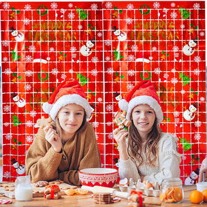 Decoración de Fondo para Fiesta de Navidad, Cortina Transparente con Combinación de Colores Rojo, Blanco y Verde para la Creación de un Escenario Festivo - Product Image 5