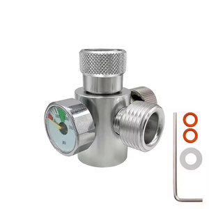 Soda Metal Filling <b>Adapter</b> W21.8-14 to Tr21-4 CO2 Gas Cylinder Tank Adaptor Connector Kit with 3KPSI Gauge and Bleed Valve - Product Image 1